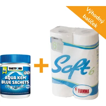 Chemické WC Výhodný balíček THETFORD Aqua Kem Blue (15 sáčků) + Fiamma toaletní papír (6ks)