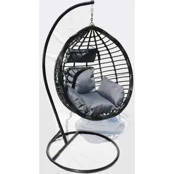 Závěsné křeslo TRENDIE Závěsné křeslo 04 černé s šedou poduškou