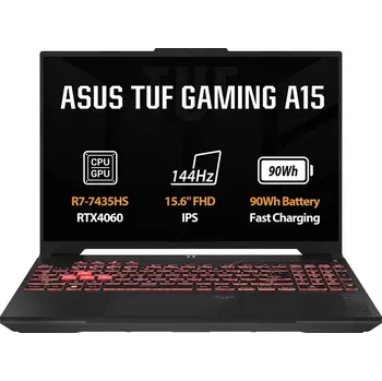 Notebook ASUS NTB TUF Gaming A15 (FA507NV-LP025W), R5-7535HS, 15.6" 1920 x 1080, 16GB, 512GB SSD, RTX 4060, W11 Home, Gray