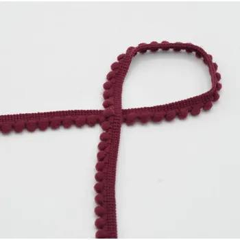 Textilní guma Strima Prýmek s bambulkami, 4 mm - vínová