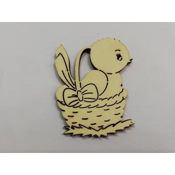 Dřevěná hračka Dřevěný výřez kuřátko v košíku