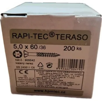 Venkovní dlažba Terasový vrut kalený nerez C, 5x60 Rozměr: 200 ks