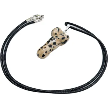 Přívěsek Jaspis Dalmatin Penis amulet pro plodnost, přívěsek přírodní kámen ručně broušený 3 cm, kámen pozitivní energie