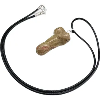Přívěsek Unakit Penis amulet pro plodnost, přívěsek přírodní kámen ručně broušený 3 cm, kámen osobního růstu a vizí