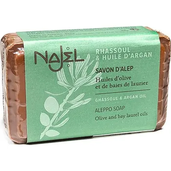 Čistící mýdlo Aleppské mýdlo s marockým jílem a arganovým olejem 100 g, přírodní s olivovým a bobkovým olejem
