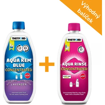 Chemické WC Výhodný balíček THETFORD Aqua Kem Blue Levandule koncentrát (0,78l) + Aqua Rinse Koncentrát (0,78l)