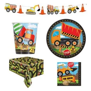 Party dekorace Dětská narozeninová sada Stavba - Bagr - 10 osob