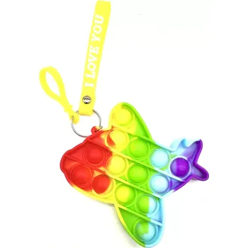 POP IT Pop It- klíčenka s poutkem Rainbow Letadlo