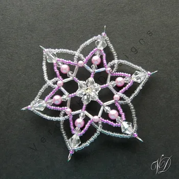 Vánoční ozdoba Vánoční korálková hvězda 0444 - Kolekce Light Purple - 3D (PEVNÁ A NEREZ) Christmas bead ornament (Vánoční hvězda z korálků - Korálková hvězdička a vločka - Hvězdy a hvězdičky z korálků - Christmas bead star)