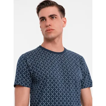 Pánské tričko Pánské pletené tričko s celoplošným potiskem - tmavě modré V1 OM-TSFP-0250 - XXL