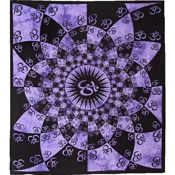 Přehoz na lůžko Přehoz na postel indický Om Shine fialový 220 x 210 cm