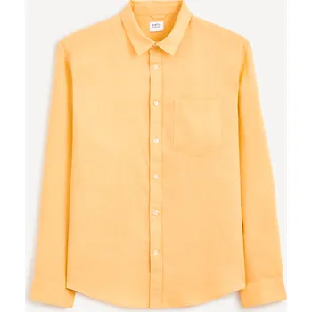 Pánská košile Celio Lněná košile Daflix 1126809 Oranžová S