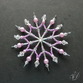 Vánoční ozdoba Vánoční korálková hvězda 0438 - Kolekce Light Purple (PEVNÁ A NEREZ) Christmas bead ornament (Vánoční hvězda z korálků - Korálková hvězdička a vločka - Hvězdy a hvězdičky z korálků - Christmas bead star)
