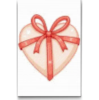 Diamantové malování Diamantové malování - Srdce s mašlí Velikost: 20x30cm, Rámování: Pouze srolované plátno, Diamanty: Kulaté