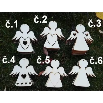 Vánoční dekorace Dřevěný výřez anděl č.4