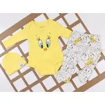 3-dílná dětská souprava body, tepláky, čepice Tweety 74/80