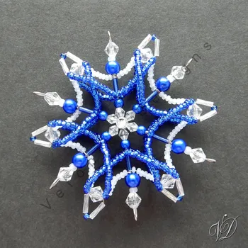 Vánoční ozdoba Vánoční korálková hvězda 0452 - Kolekce Dark Blue - 3D (PEVNÁ A NEREZ) Christmas bead ornament (Vánoční hvězda z korálků - Korálková hvězdička a vločka - Hvězdy a hvězdičky z korálků - Christmas bead star)