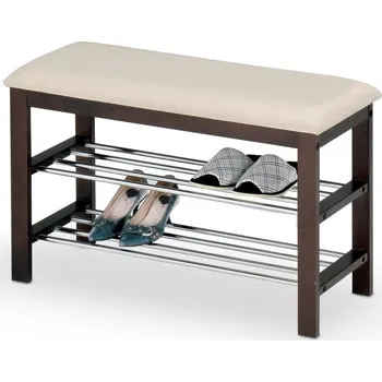 Botník Botník ZONLI — masiv, ekokůže, wenge / krémová