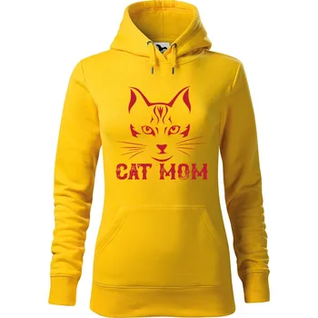 Dámské oblečení DOBRÝ TRIKO Dámská mikina s potiskem Cat mom Velikost dámské mikiny: M, Barva: Žlutá
