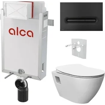 Alcadrain Set modul k zazdění, WC Urban, sedátko s tlač.černá mat M1878 KAE036