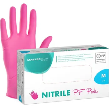 Vyšetřovací rukavice MasterGlove Nitrile PF (Powder-Free) PINK Gloves - jednorázové nitrilové rukavice bezpudrové růžové, 100 ks S - SMALL