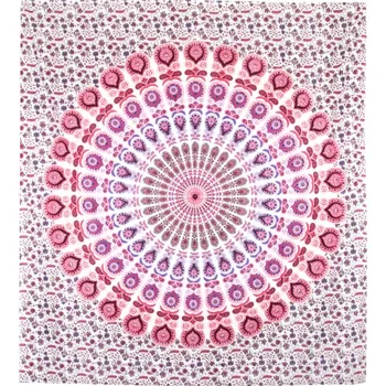 Přehoz na lůžko Přehoz na postel indický Owl Mandala růžovo-fialový 230 x 210 cm