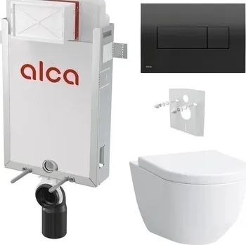 Alcadrain Set modul k zazdění, WC Pro, sedátko s tlač.černá lesk M378 KAE068