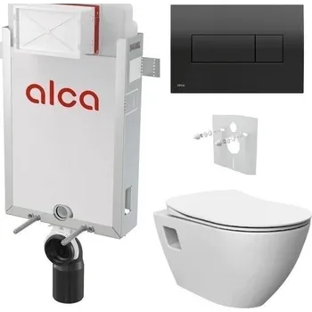 Alcadrain Set modul k zazdění, WC Urban, sedátko s tlač.černá lesk M378 KAE030