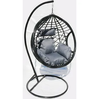 Závěsné křeslo TRENDIE Závěsné křeslo 03 černé s šedou poduškou