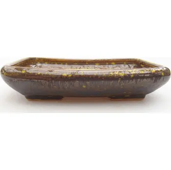 Květináč Keramická bonsai miska 17 x 14 x 3,5 cm žlutá