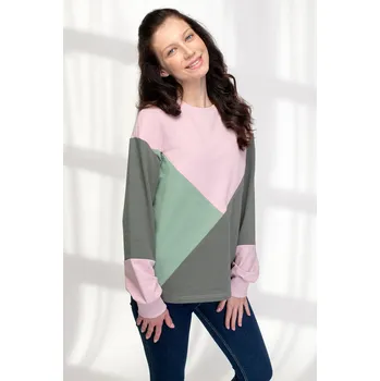 Těhotenská mikina MAMBI Kojicí mikina Iris Colorblock ružová Velikost: XL