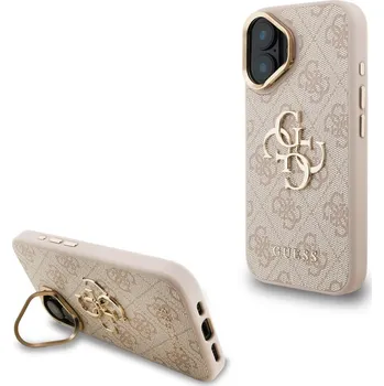 Náhradní kryt pro mobilní telefon Guess PU 4G Metal Logo Stand Camera Frame zadní kryt pro iPhone 16 Pink