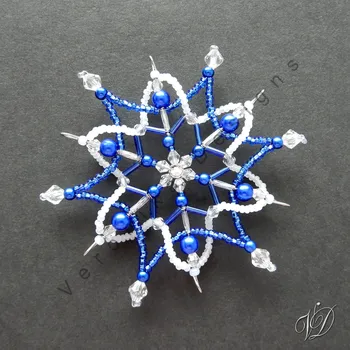 Vánoční ozdoba Vánoční korálková hvězda 0451 - Kolekce Dark Blue - 3D (PEVNÁ A NEREZ) Christmas bead ornament (Vánoční hvězda z korálků - Korálková hvězdička a vločka - Hvězdy a hvězdičky z korálků - Christmas bead star)