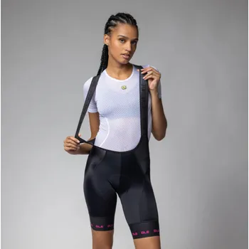 Cyklistické kalhoty ALÉ Cyklistické kalhoty krátké s laclem - STRADA 2.0 PR-E - černá/růžová XS