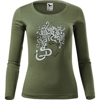 DOBRÝ TRIKO Dámské bavlněné triko Medusa Velikost: XS, Barva: Khaki