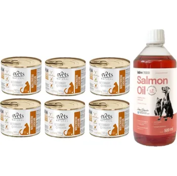 Krmivo pro kočku 4Vets Cat Weight Reduction 6x185g + LAB V Lososový olej 500ml