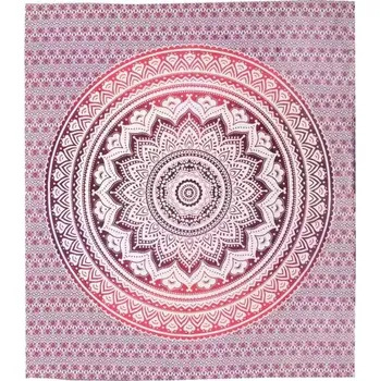 Přehoz na lůžko Přehoz na postel indický Lotus Mandala červený 220 x 210 cm