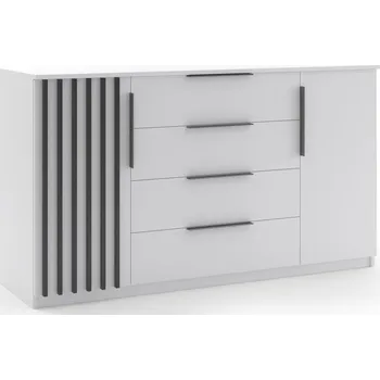 Komoda Komoda Atena 3, 160 cm v barevném provedení bílá matná / černé lamely