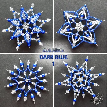 Vánoční ozdoba Vánoční hvězdy z korálků - Kolekce Dark Blue 1 (446,449,450,453) (PEVNÉ A NEREZ) Christmas bead decorations (Vánoční hvězda z korálků - Korálková hvězdička a vločka - Hvězdy a hvězdičky z korálků - Christmas bead star)