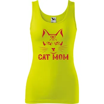 DOBRÝ TRIKO Dámské tílko s potiskem Cat mom Velikost: S, Barva: Limetková