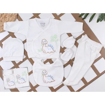 Kojenecká souprava ARIAshop 5dílná souprava do porodnice Dino bílá, vel. 56