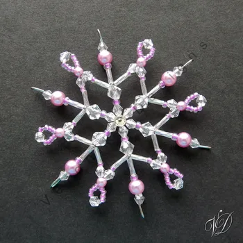 Vánoční ozdoba Vánoční korálková hvězda 0440 - Kolekce Light Purple (PEVNÁ A NEREZ) Christmas bead ornament (Vánoční hvězda z korálků - Korálková hvězdička a vločka - Hvězdy a hvězdičky z korálků - Christmas bead star)