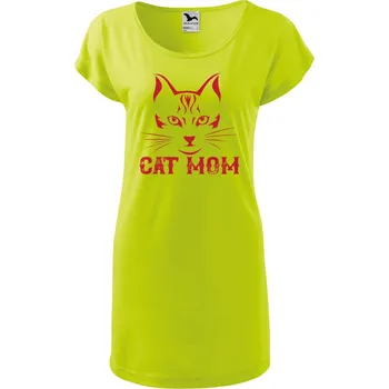 Dámské tričko DOBRÝ TRIKO Dámské tričko/šaty Cat mom Velikost: XS, Barva: Limetková