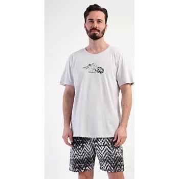 Pánské pyžamo Vienetta MAN Pánské pyžamo šortky Explorer: světle šedá XL