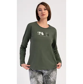 Dámské pyžamo Vienetta Dámské pyžamo dlouhé Barbora: khaki XXL