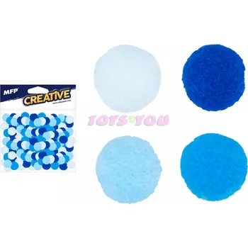 Kuličky Pompom 1cm/120ks modrý mix
