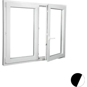 Okno ALUPLAST Plastové okno dvoukřídlé dekor/bílé 160x110 Barva: Palisander/bílá, Otvírání: Pravé, Zasklení: Dvojsklo Ug= 1,1