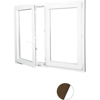 Okno ALUPLAST Plastové okno dvoukřídlé dekor/bílé 130x110 Barva: Ořech/bílá, Otvírání: Levé, Zasklení: Dvojsklo Ug= 1,1