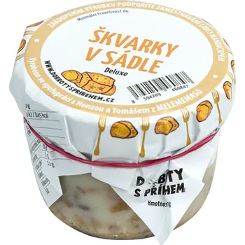 Konzervované maso Škvarky v sádle DELUX 160g | DOBROTY S PŘÍBĚHEM PARTNER