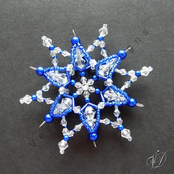 Vánoční ozdoba Vánoční korálková hvězda 0453 - Kolekce Dark Blue - 3D (PEVNÁ A NEREZ) Christmas bead ornament (Vánoční hvězda z korálků - Korálková hvězdička a vločka - Hvězdy a hvězdičky z korálků - Christmas bead star)